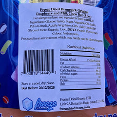 Drumstick Original Raspberry and Milk Chew Bar - Freeze Dried Sweets - Vegan, Vegetarian & Halal