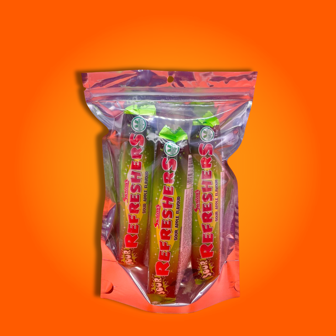 Refreshers Sour Apple Chew Bar - Freeze Dried Sweets - Vegan, Vegetarian & Halal