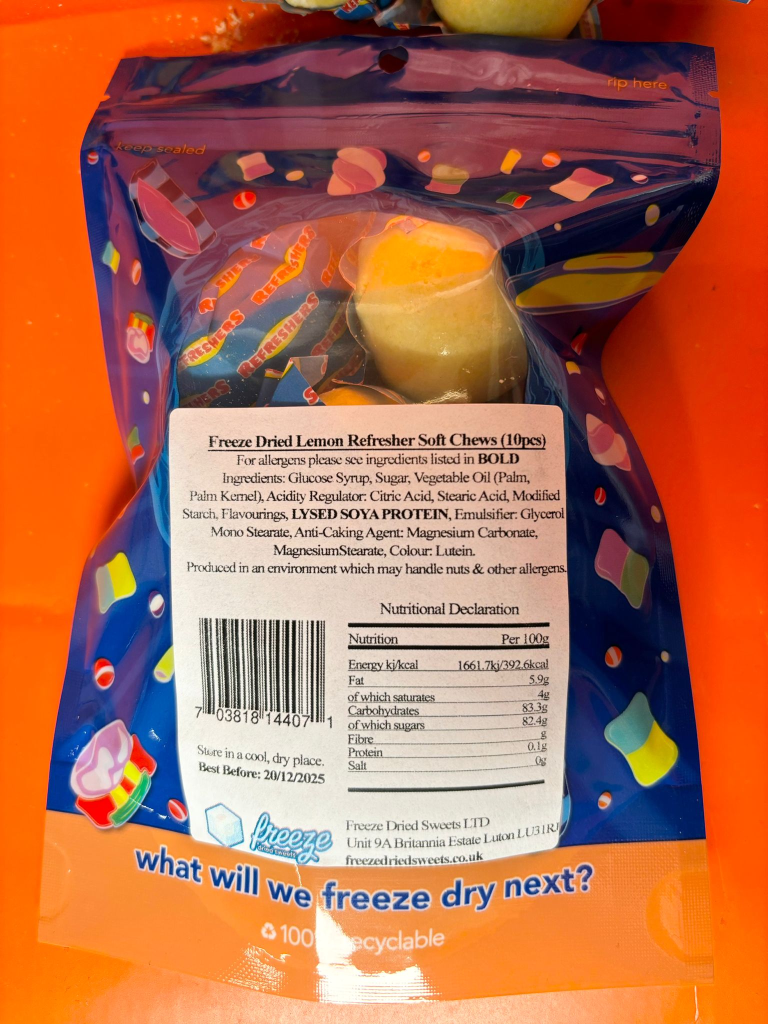 Lemon Refresher Soft Chews - Freeze Dried Sweets - Vegetarian