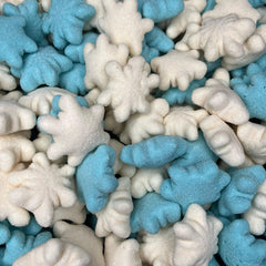 Fizzy White and Blue Snowflakes - Freeze Dried Sweets