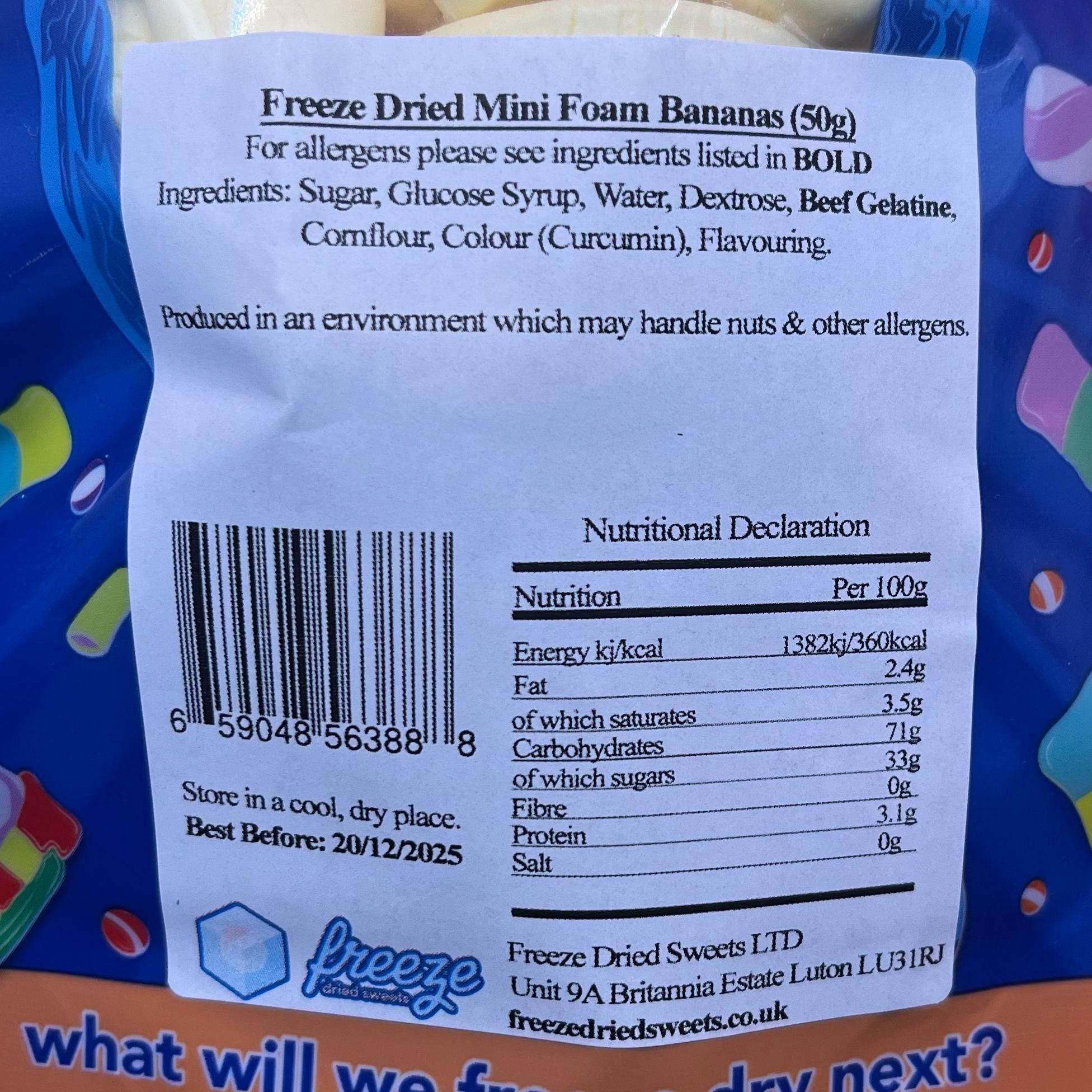 Mini Foam Bananas - Freeze Dried Sweets | Gluten-Free