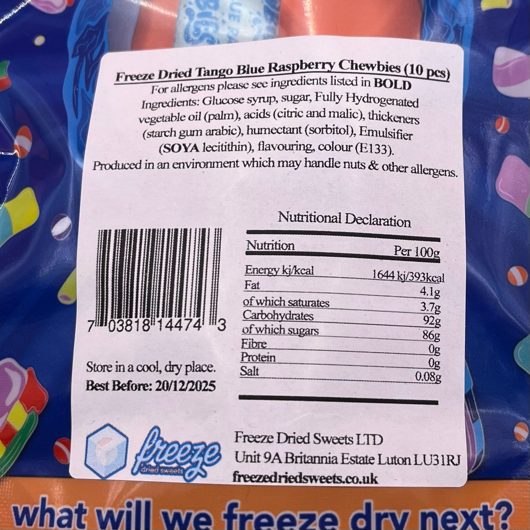 Tango Blue Raspberry Chewbies - Freeze Dried Sweets