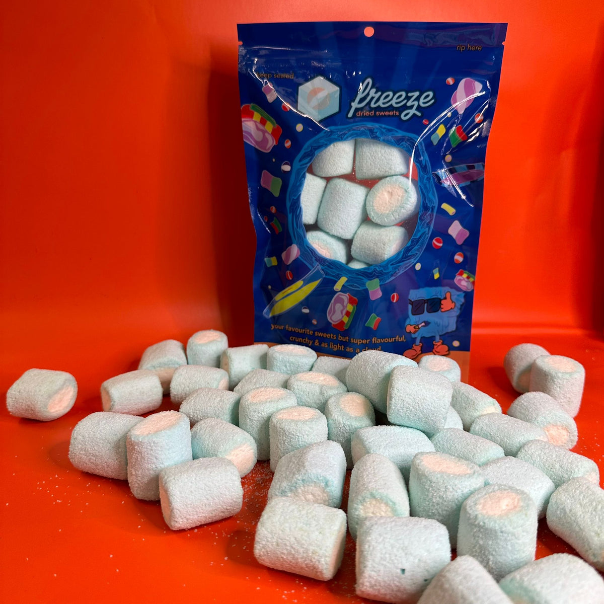 Juicy Drops Raspberry Marshmallow - Freeze Dried Sweets -  Gluten Free